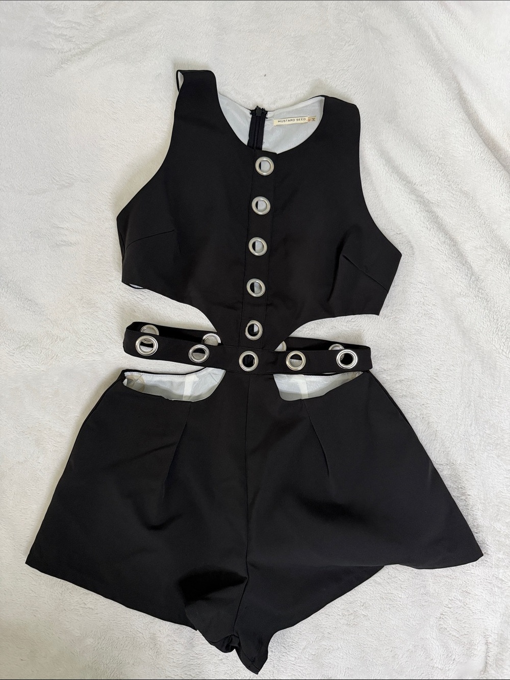 Mustard Seed Black Grommet Cutout Romper
